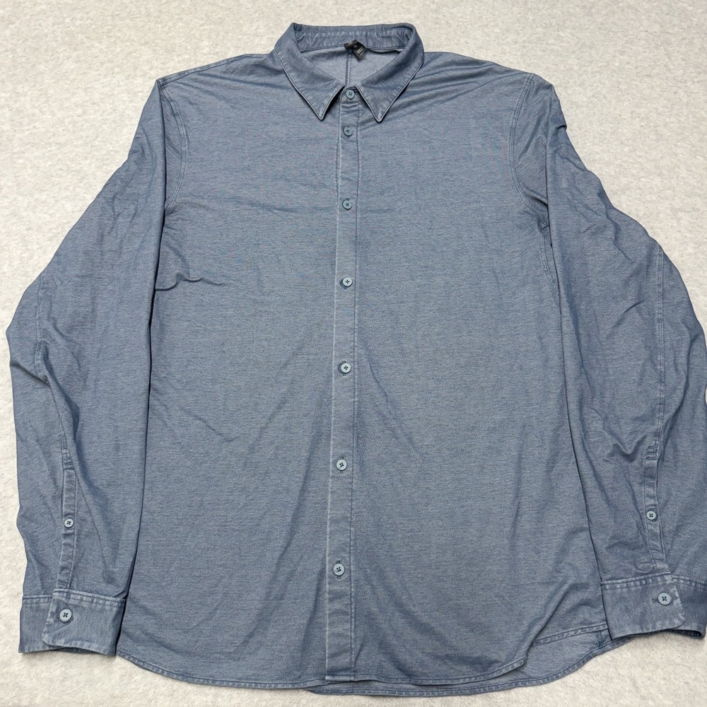 Lululemon Shirt Mens 2XL Blue Solid Long Sleeve Button Up Lightweight Casual